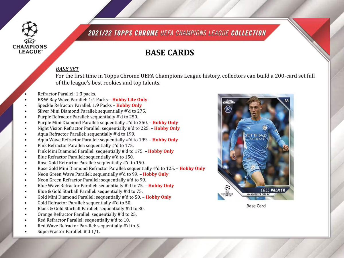 2021-22 Topps UEFA Champions League Chrome Soccer Hobby Lite Trading Cards LV