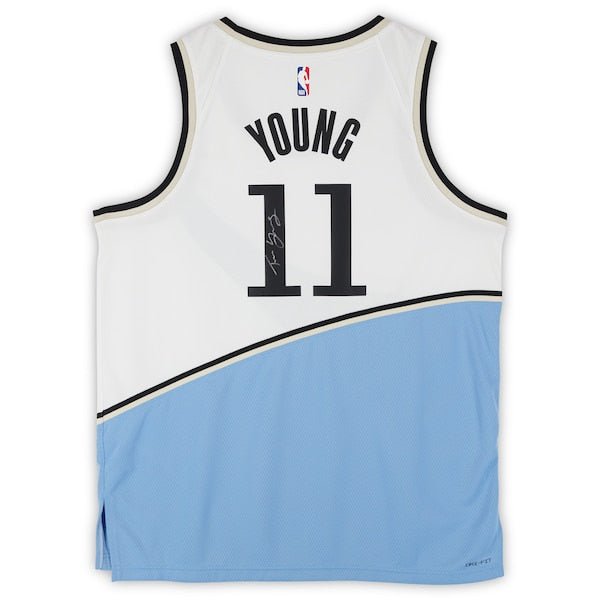 Trae Young Atlanta Hawks Autographed Fanatics Authentic White Nike 2024 - 25 City Edition Swingman Jersey - The Ballers Bank
