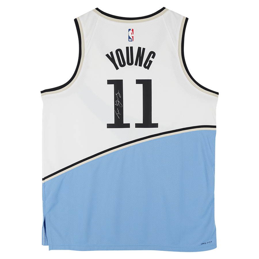 Trae Young Atlanta Hawks Autographed Fanatics Authentic White Nike 2024 - 25 City Edition Swingman Jersey - The Ballers Bank