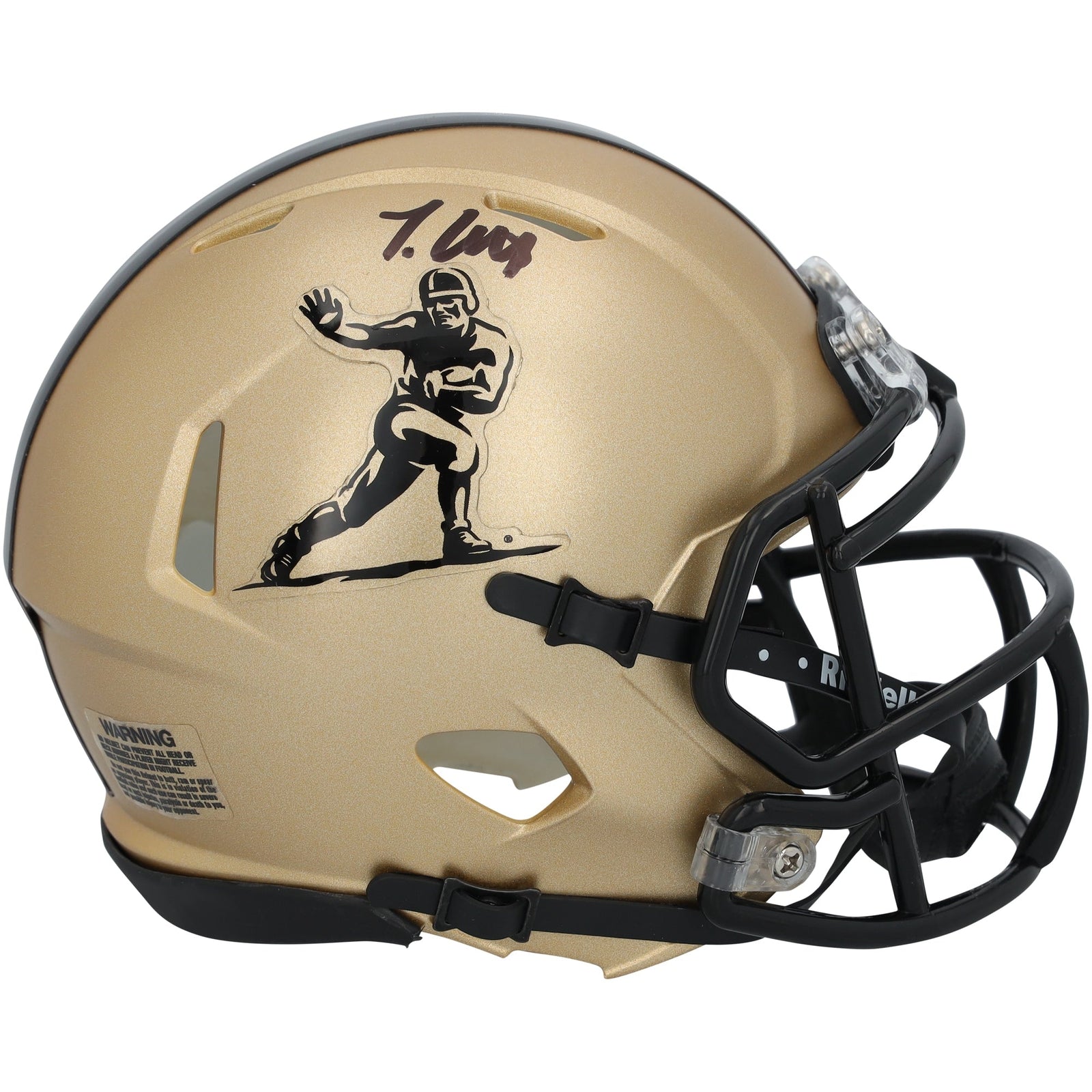 Travis Hunter Colorado Buffaloes Autographed Fanatics Authentic Riddell Gold Heisman Speed Mini Helmet - The Ballers Bank