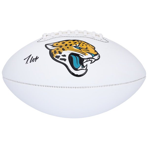 Travis Hunter Jacksonville Jaguars Autographed Fanatics Authentic Franklin White Panel Football - The Ballers Bank