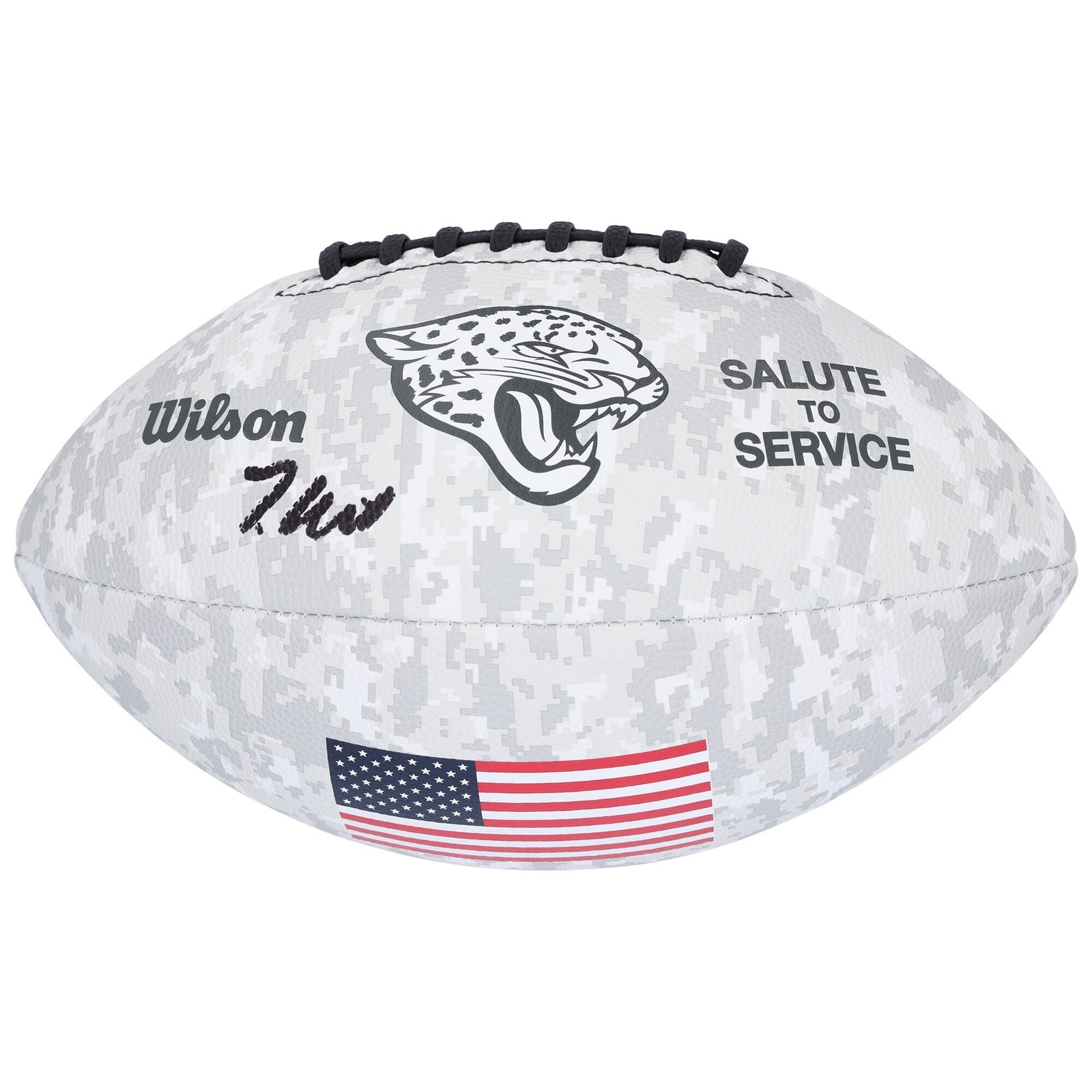 Travis Hunter Jacksonville Jaguars Autographed Fanatics Authentic Wilson 2024 Salute To Service Football - The Ballers Bank