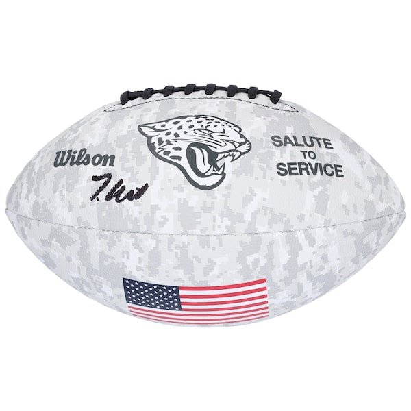 Travis Hunter Jacksonville Jaguars Autographed Fanatics Authentic Wilson 2024 Salute To Service Football - The Ballers Bank