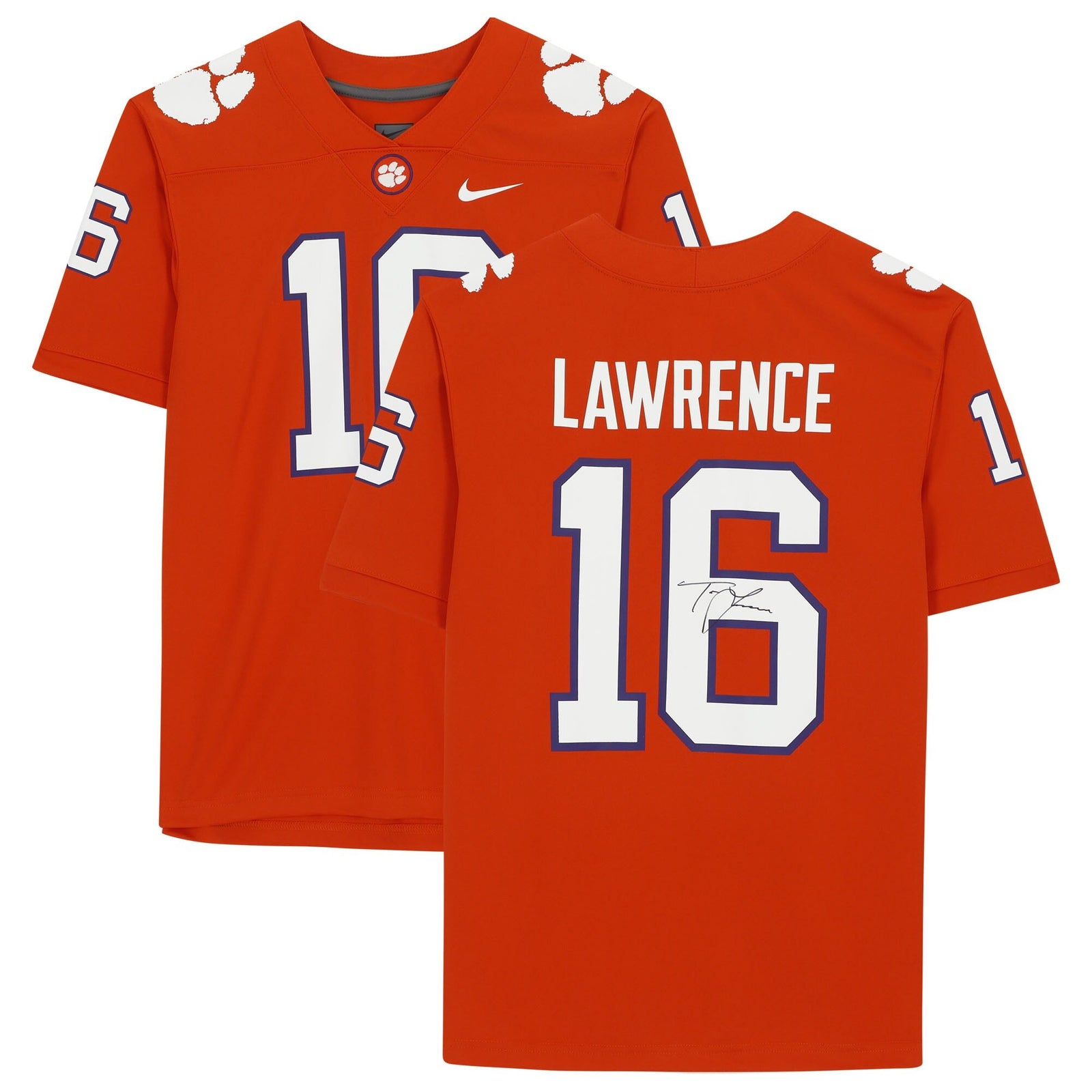 Trevor Lawrence Clemson Tigers Fanatics Authentic Autographed Orange Nike Game Jersey - Signature on Back - The Ballers Bank