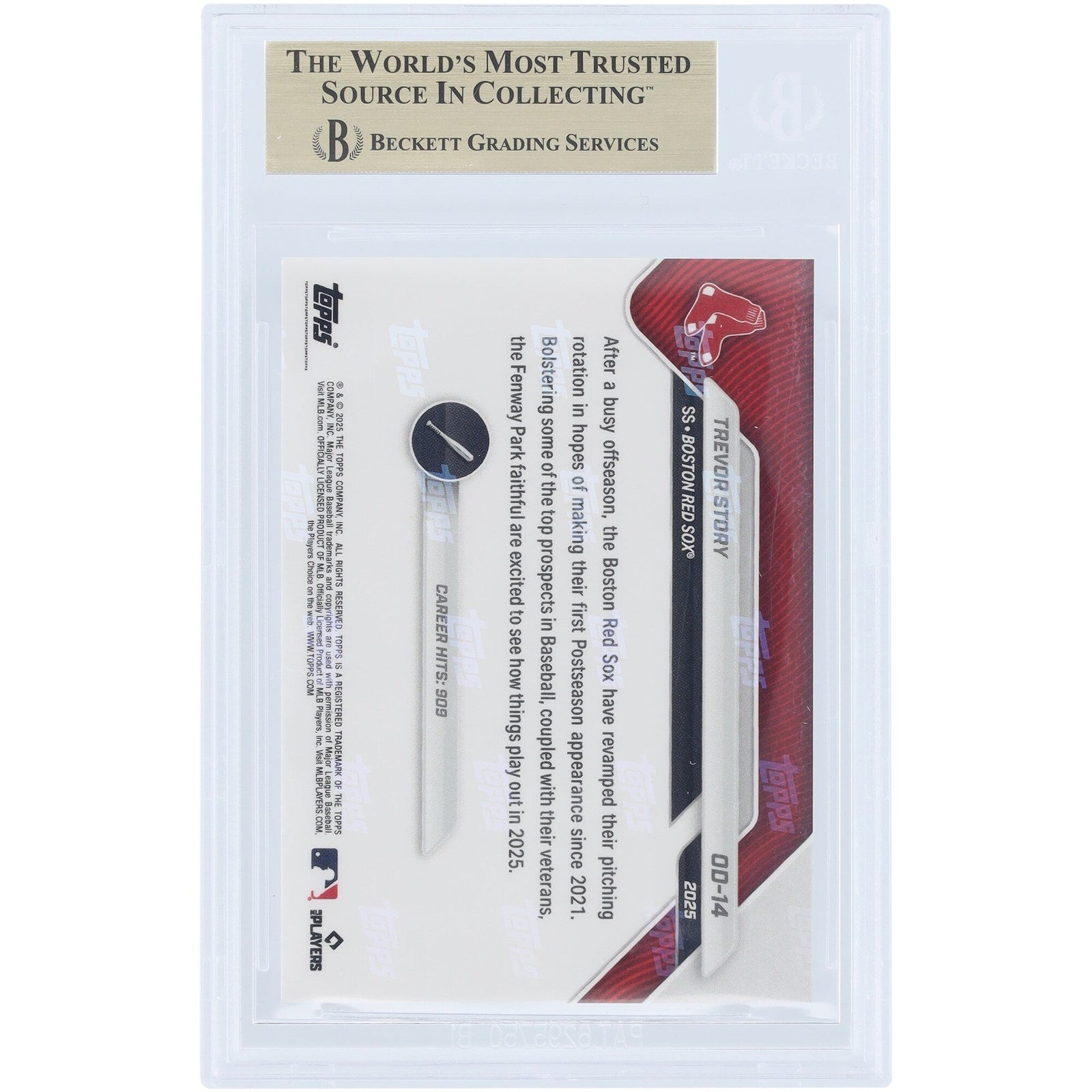 Trevor Story Boston Red Sox 2025 Topps Now Road to Opening Day OD - 14 BGS Authenticated 9.5 Card - The Ballers Bank