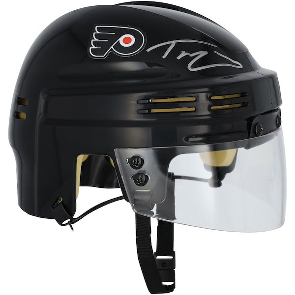 Trevor Zegras Philadelphia Flyers Autographed Fanatics Authentic Black Mini Helmet - The Ballers Bank