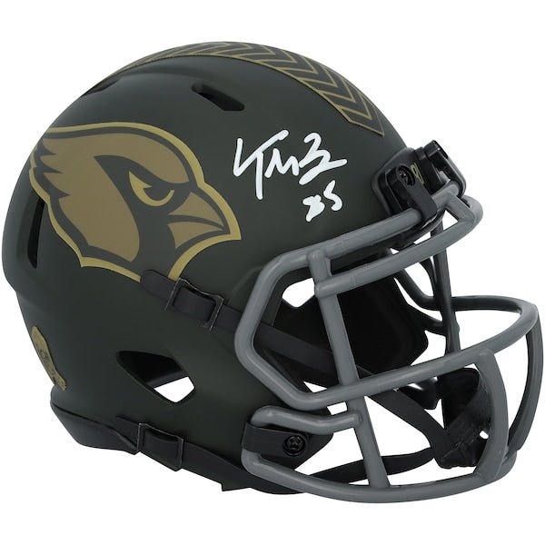 Trey McBride Arizona Cardinals Autographed Fanatics Authentic Riddell 2025 Salute To Service Speed Mini Helmet - The Ballers Bank