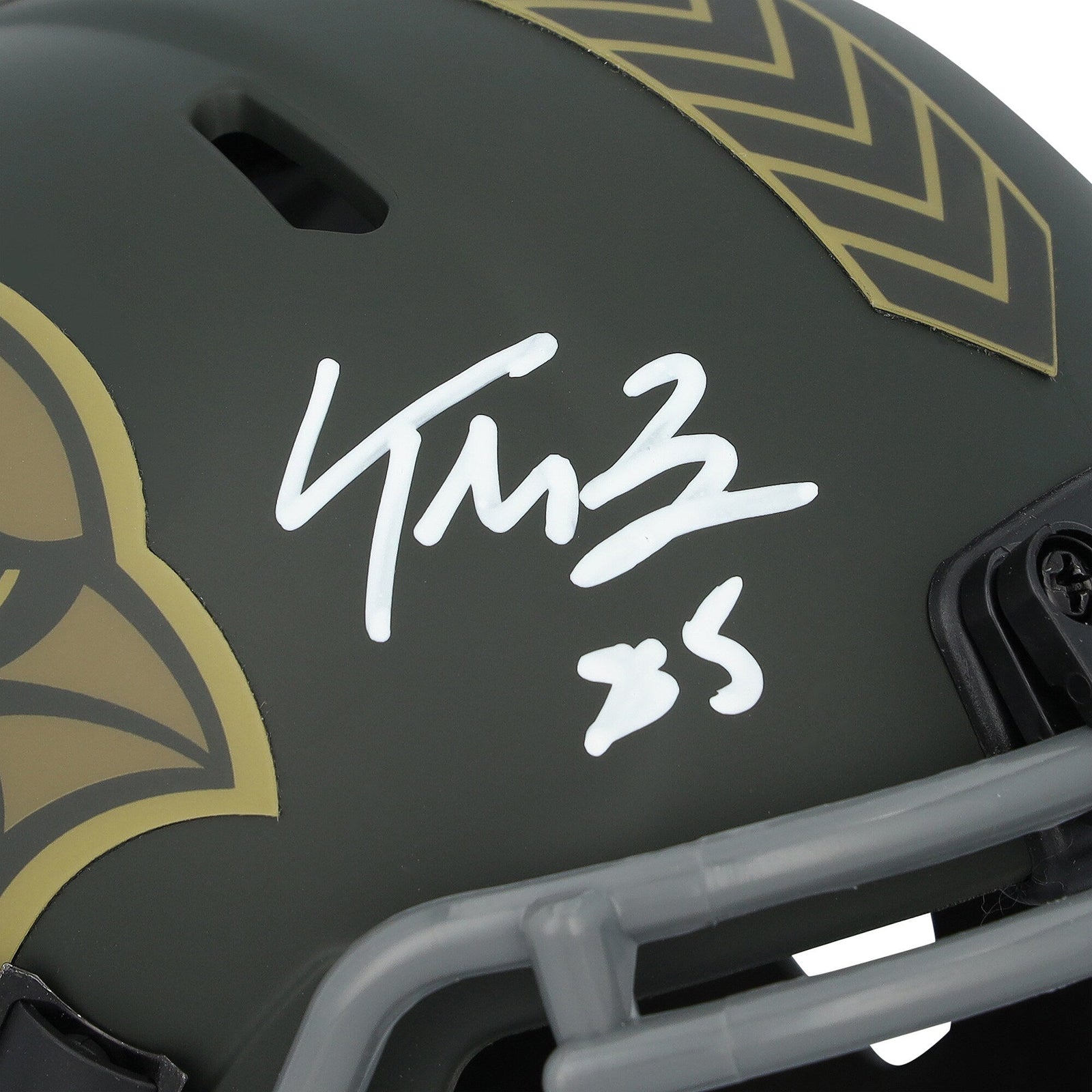 Trey McBride Arizona Cardinals Autographed Fanatics Authentic Riddell 2025 Salute To Service Speed Mini Helmet - The Ballers Bank