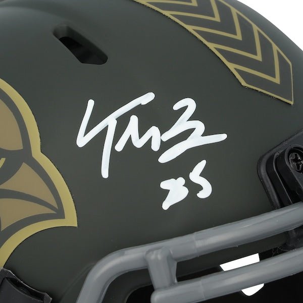 Trey McBride Arizona Cardinals Autographed Fanatics Authentic Riddell 2025 Salute To Service Speed Mini Helmet - The Ballers Bank