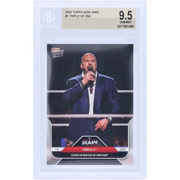Triple H WWE 2025 Topps Now New Era of RAW 1 BGS Authenticated 9.5 Card - The Ballers Bank