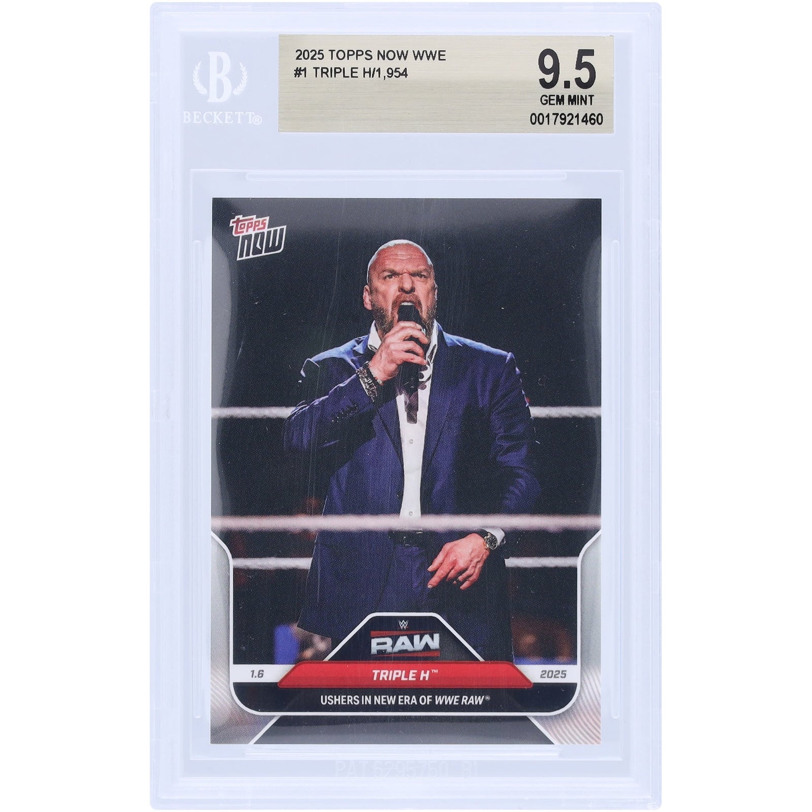 Triple H WWE 2025 Topps Now New Era of RAW 1 BGS Authenticated 9.5 Card - The Ballers Bank