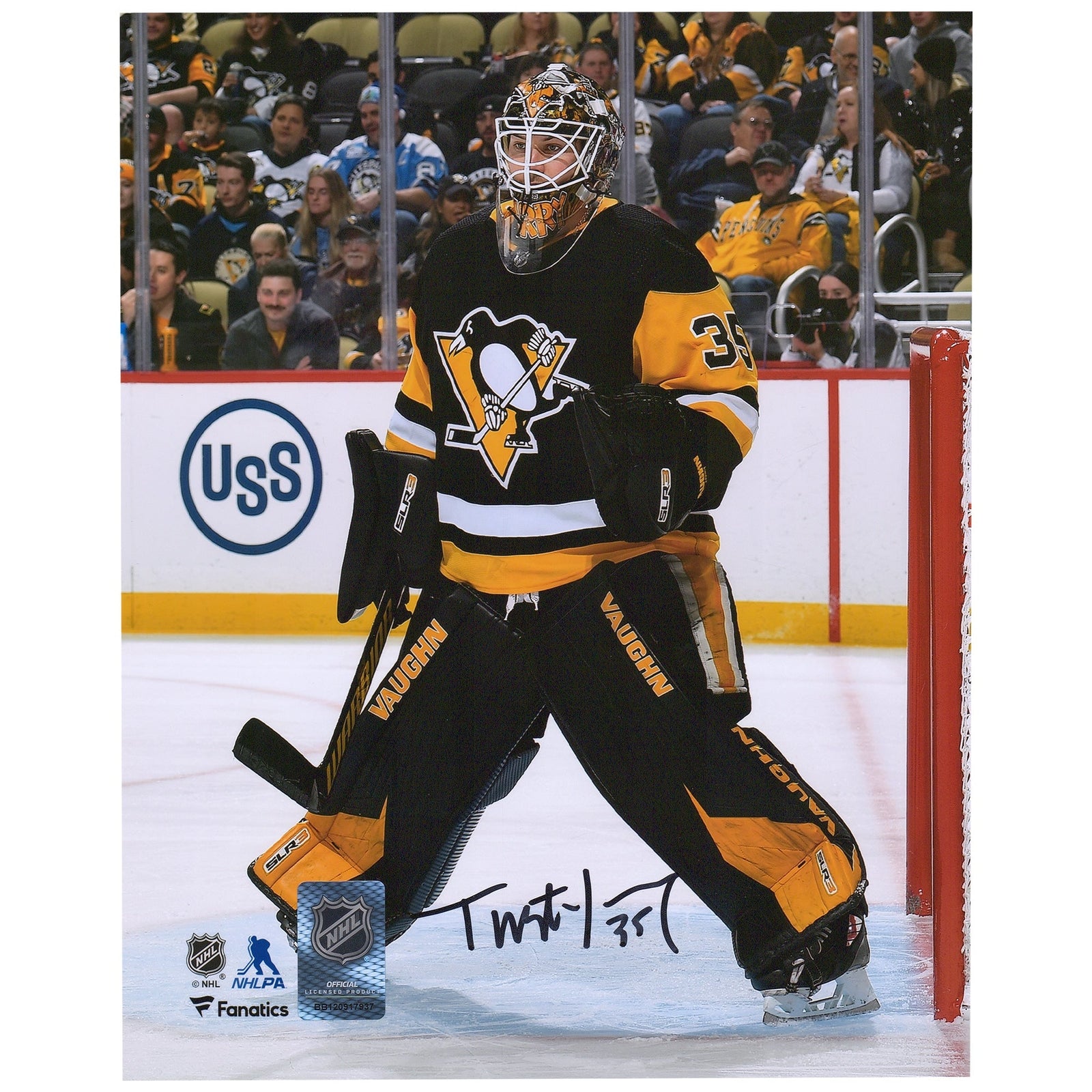 Tristan Jarry Pittsburgh Penguins Fanatics Authentic Autographed 8" x 10" Black Jersey In Net Photograph - The Ballers Bank