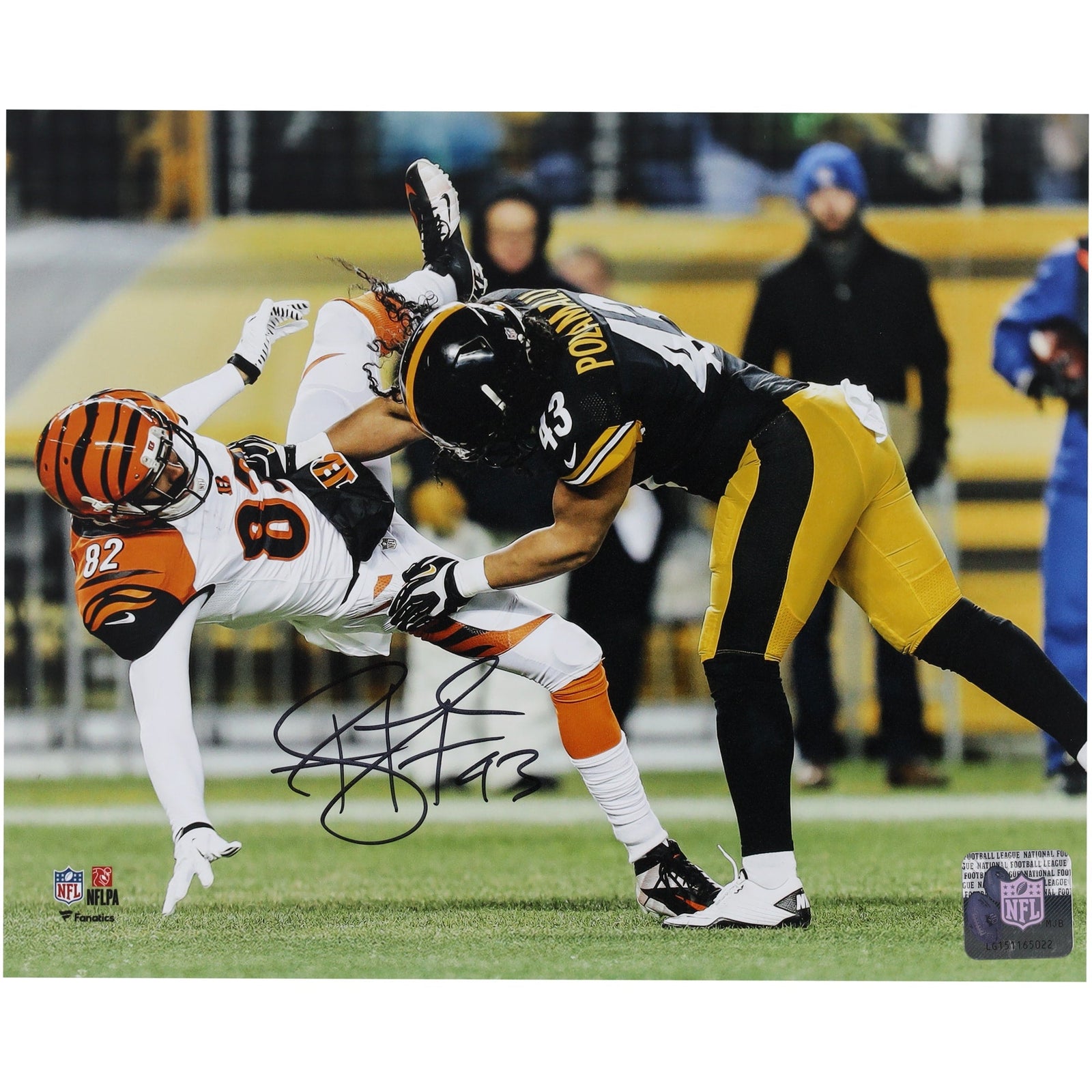 Troy Polamalu Pittsburgh Steelers Autographed Fanatics Authentic 8" x 10" Hit vs. Bengals Photograph - The Ballers Bank