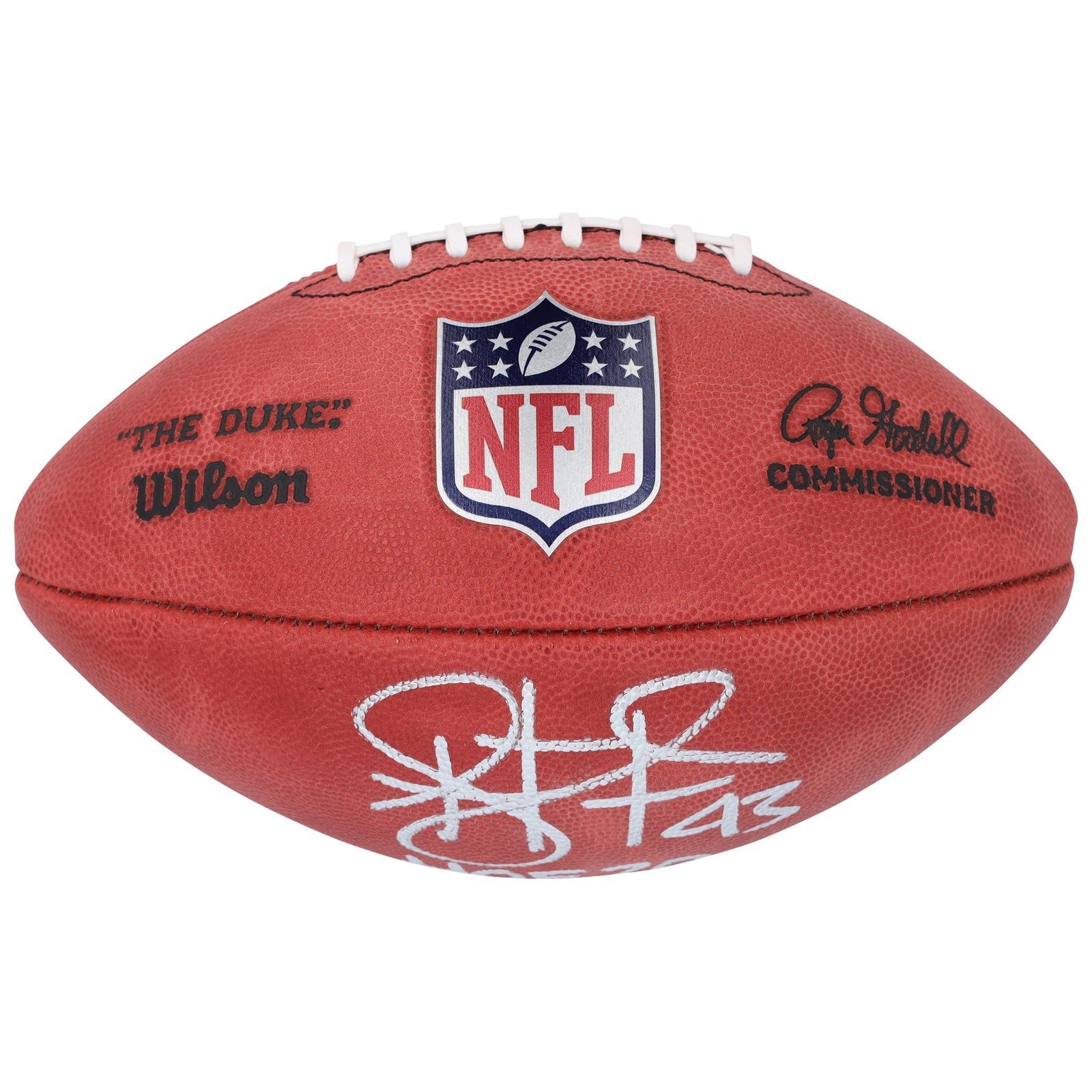 Troy Polamalu Pittsburgh Steelers Autographed Fanatics Authentic Wilson Duke Full Color Football with "HOF 20" Inscription - The Ballers Bank