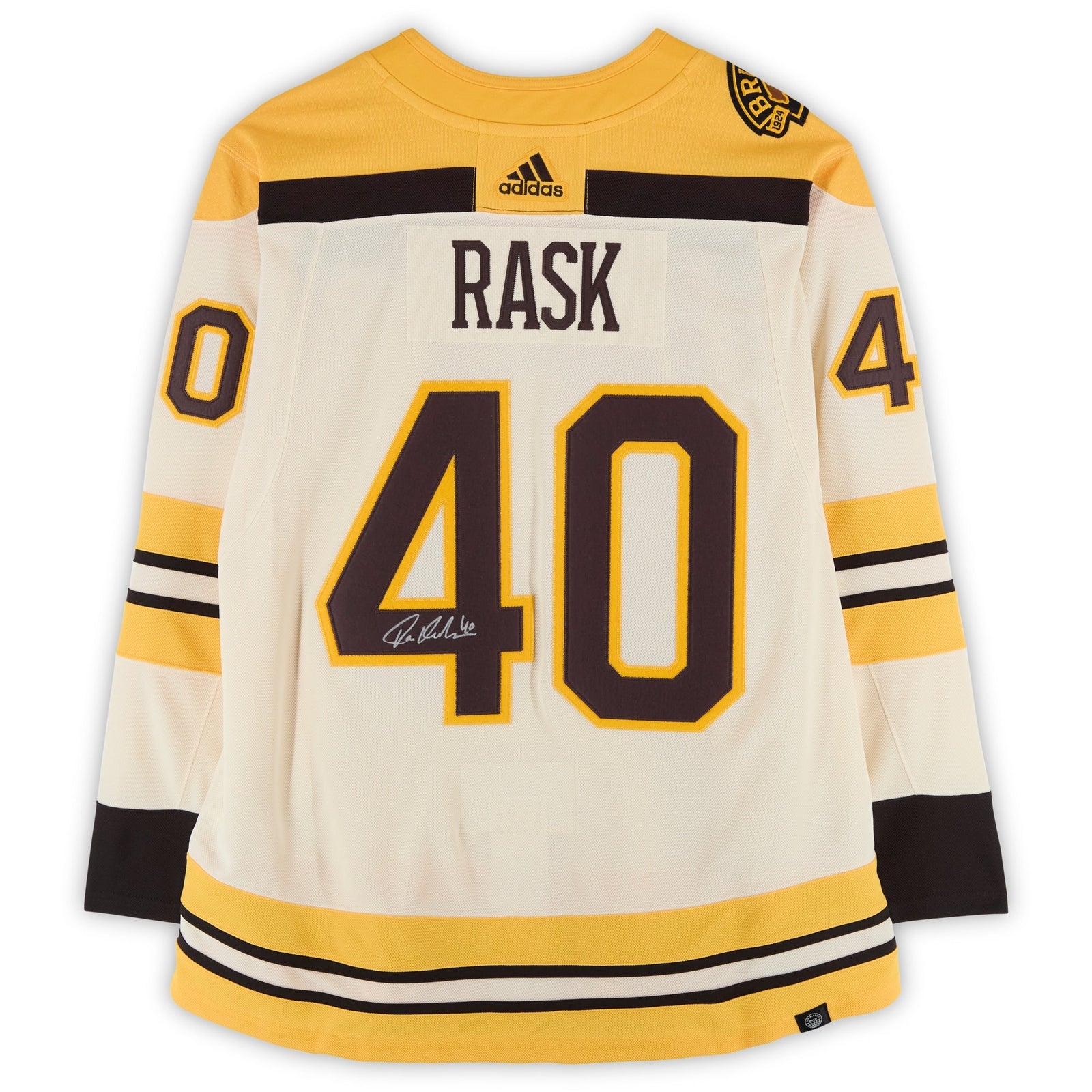 Tuukka Rask Boston Bruins Autographed Fanatics Authentic 100th Anniversary Beige Alternate adidas Authentic Jersey - The Ballers Bank