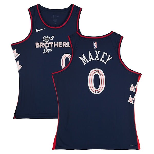 Tyrese Maxey Philadelphia 76ers Autographed Fanatics Authentic Nike Navy 2023 - 24 City Edition Swingman Jersey - The Ballers Bank