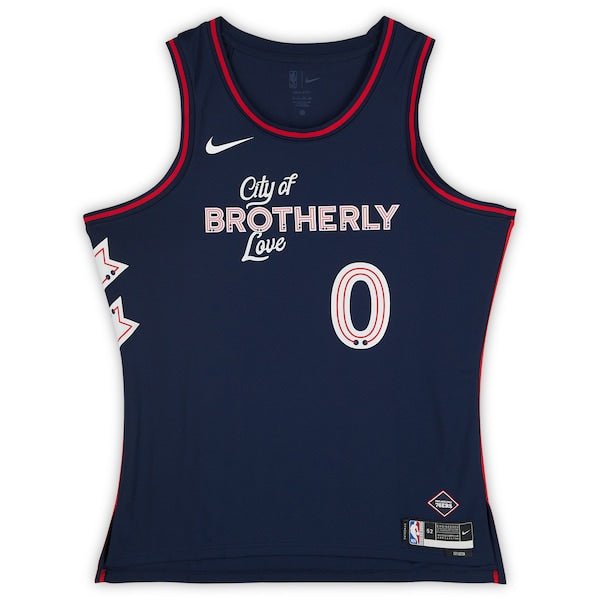 Tyrese Maxey Philadelphia 76ers Autographed Fanatics Authentic Nike Navy 2023 - 24 City Edition Swingman Jersey - The Ballers Bank