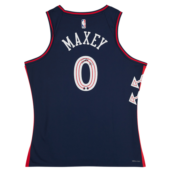 Tyrese Maxey Philadelphia 76ers Autographed Fanatics Authentic Nike Navy 2023 - 24 City Edition Swingman Jersey - The Ballers Bank