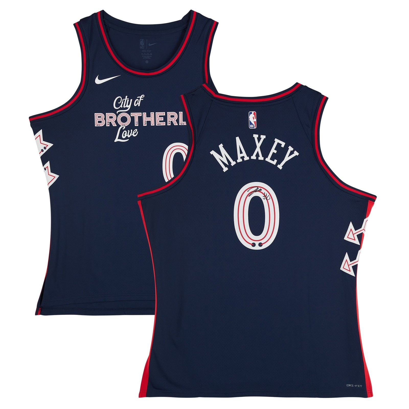 Tyrese Maxey Philadelphia 76ers Autographed Fanatics Authentic Nike Navy 2023 - 24 City Edition Swingman Jersey - The Ballers Bank