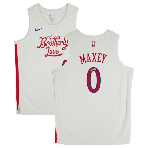 Tyrese Maxey Philadelphia 76ers Autographed Fanatics Authentic White Nike 2022 - 23 City Edition Swingman Jersey - The Ballers Bank