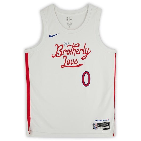 Tyrese Maxey Philadelphia 76ers Autographed Fanatics Authentic White Nike 2022 - 23 City Edition Swingman Jersey - The Ballers Bank