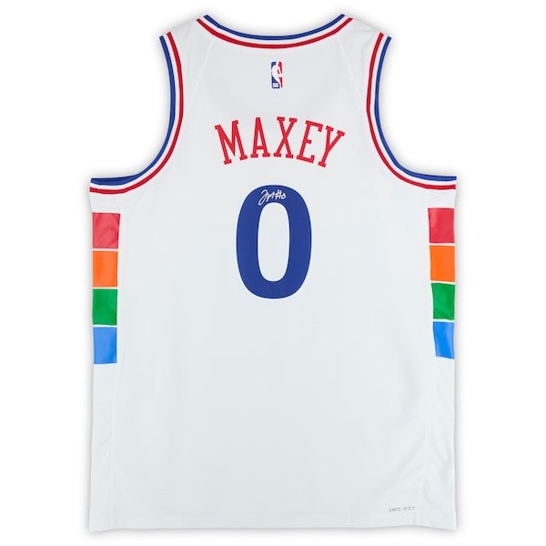 Tyrese Maxey Philadelphia 76ers Autographed Fanatics Authentic White Nike 2024 - 25 City Edition Swingman Jersey - The Ballers Bank