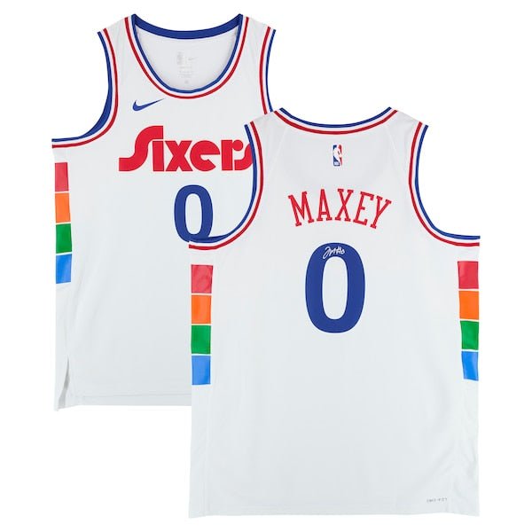 Tyrese Maxey Philadelphia 76ers Autographed Fanatics Authentic White Nike 2024 - 25 City Edition Swingman Jersey - The Ballers Bank