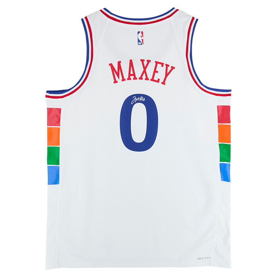 Tyrese Maxey Philadelphia 76ers Autographed Fanatics Authentic White Nike 2024 - 25 City Edition Swingman Jersey - The Ballers Bank