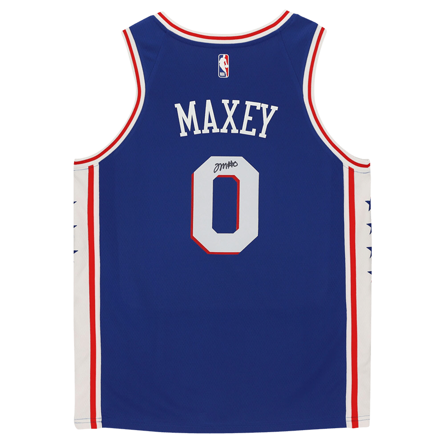 Tyrese Maxey Philadelphia 76ers Fanatics Authentic Autographed Blue Icon Nike Swingman Jersey - The Ballers Bank