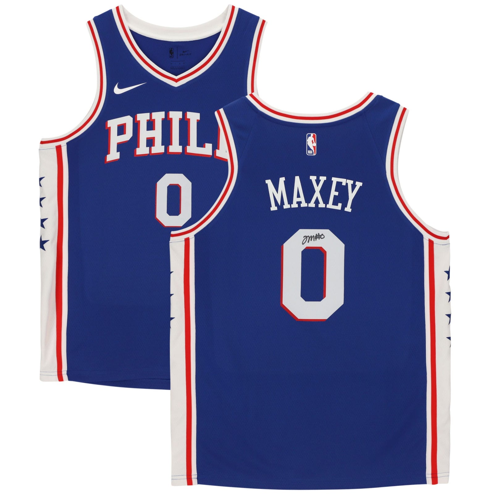 Tyrese Maxey Philadelphia 76ers Fanatics Authentic Autographed Blue Icon Nike Swingman Jersey - The Ballers Bank