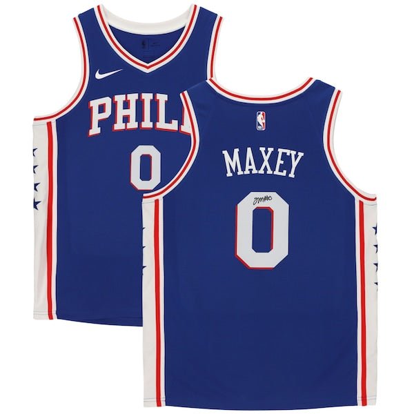 Tyrese Maxey Philadelphia 76ers Fanatics Authentic Autographed Blue Icon Nike Swingman Jersey - The Ballers Bank