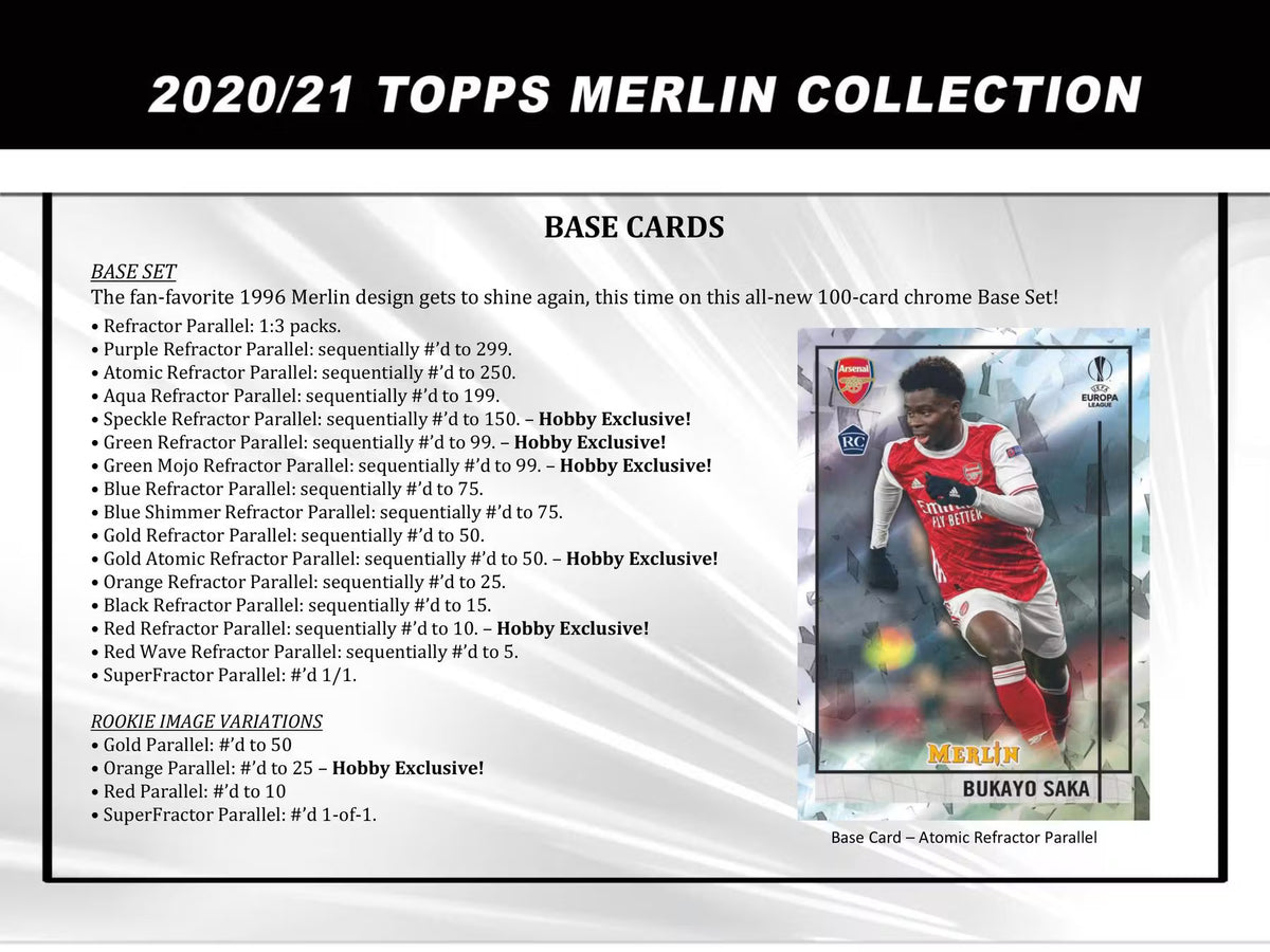 2020-21 Topps Chrome Merlin Soccer UEFA Club Competition Hobby Trading Cards LV
