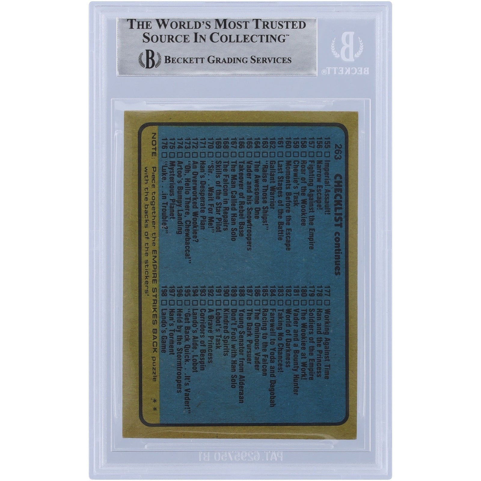 Udo Pampel Star Wars Autographed 1980 Topps The Empire Strikes Back 263 BGS Authenticated Card - The Ballers Bank