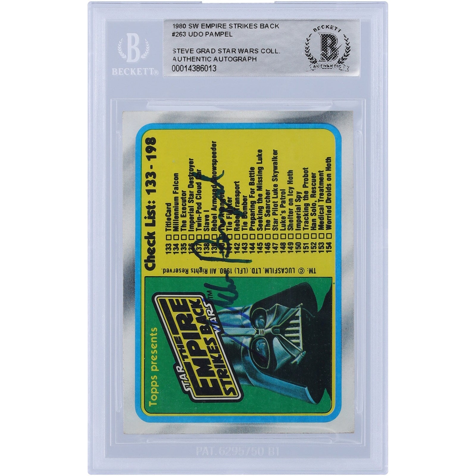 Udo Pampel Star Wars Autographed 1980 Topps The Empire Strikes Back 263 BGS Authenticated Card - The Ballers Bank