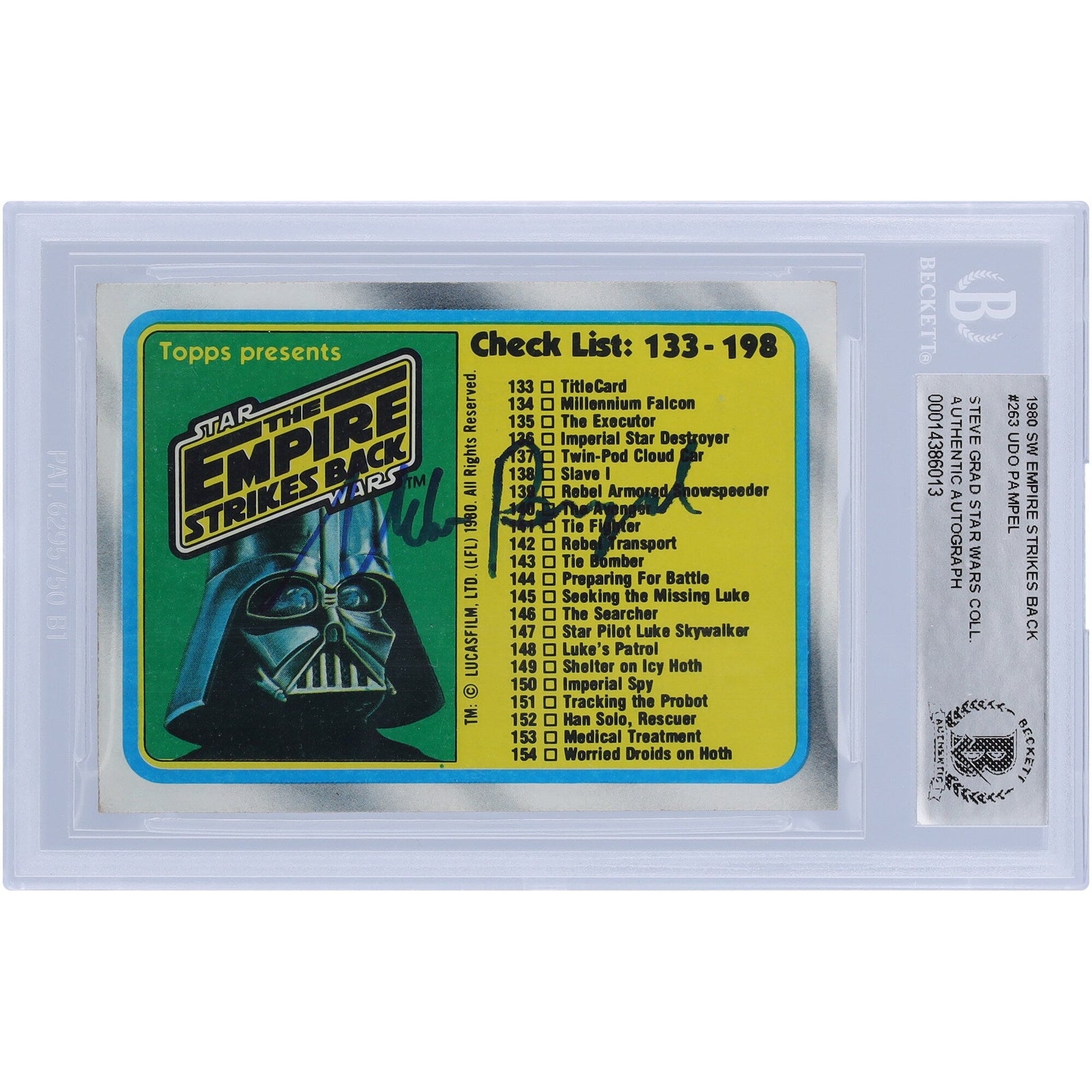 Udo Pampel Star Wars Autographed 1980 Topps The Empire Strikes Back 263 BGS Authenticated Card - The Ballers Bank