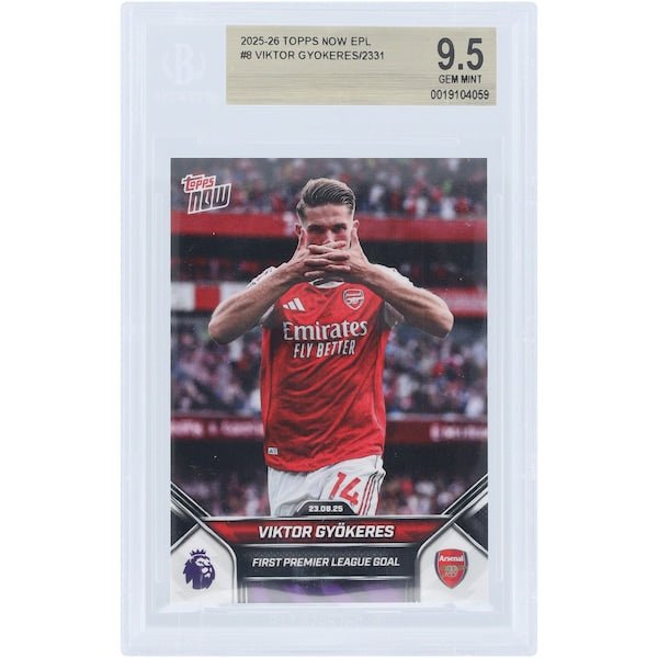 Viktor Gyökeres Arsenal 2025 - 26 Topps Now First Premier League Goal 8 BGS Authenticated 9.5 Card - The Ballers Bank