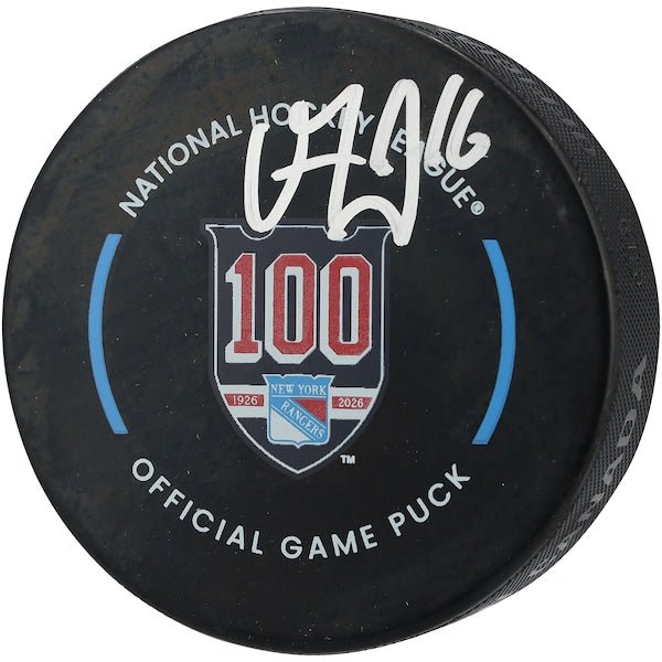 Vincent Trocheck New York Rangers Autographed Fanatics Authentic 100th Anniversary Official Game Puck - The Ballers Bank
