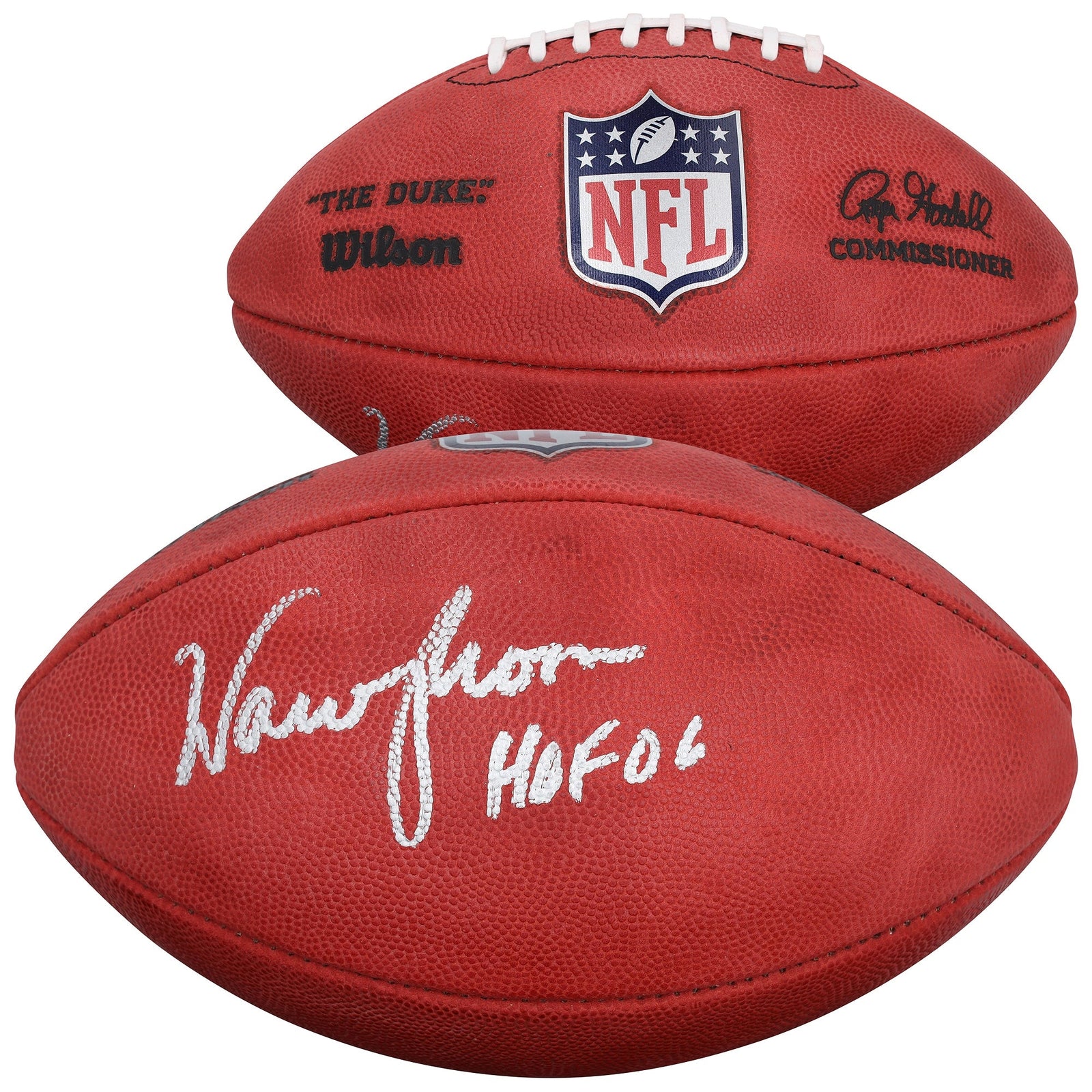 Warren Moon Houston Oilers Autographed Fanatics Authentic Wilson Duke Full Color Football with "HOF 06" Inscription - The Ballers Bank