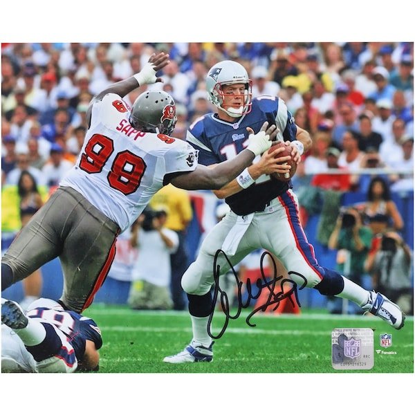 Warren Sapp Tampa Bay Buccaneers Autographed Fanatics Authentic 8" x 10" Sack vs. New England Patriots Photograph - The Ballers Bank