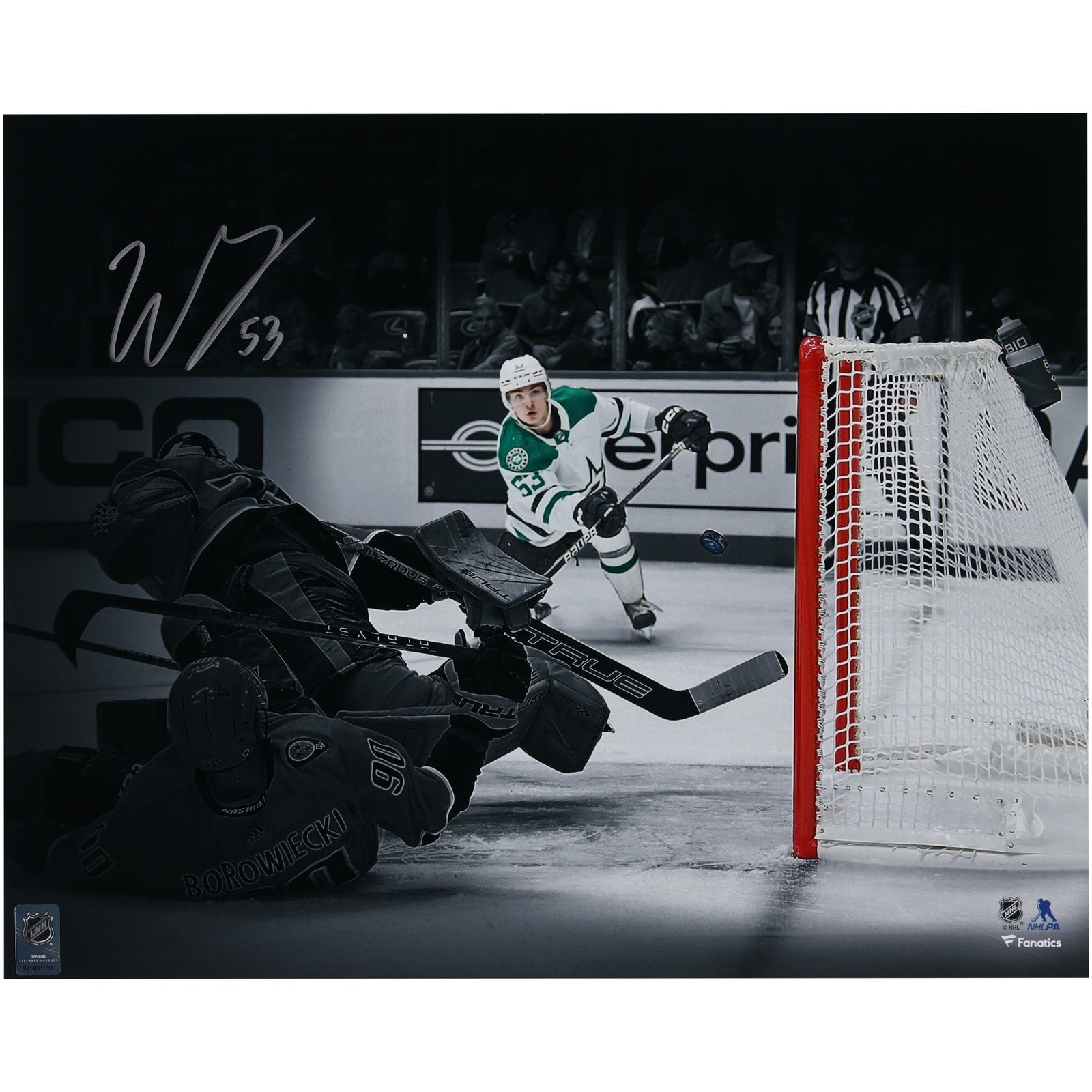 Wyatt Johnston Dallas Stars Autographed Fanatics Authentic 16" x 20" 1st NHL Goal Spotlight Photograph - The Ballers Bank