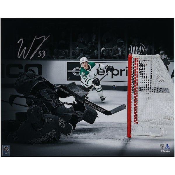 Wyatt Johnston Dallas Stars Autographed Fanatics Authentic 16" x 20" 1st NHL Goal Spotlight Photograph - The Ballers Bank