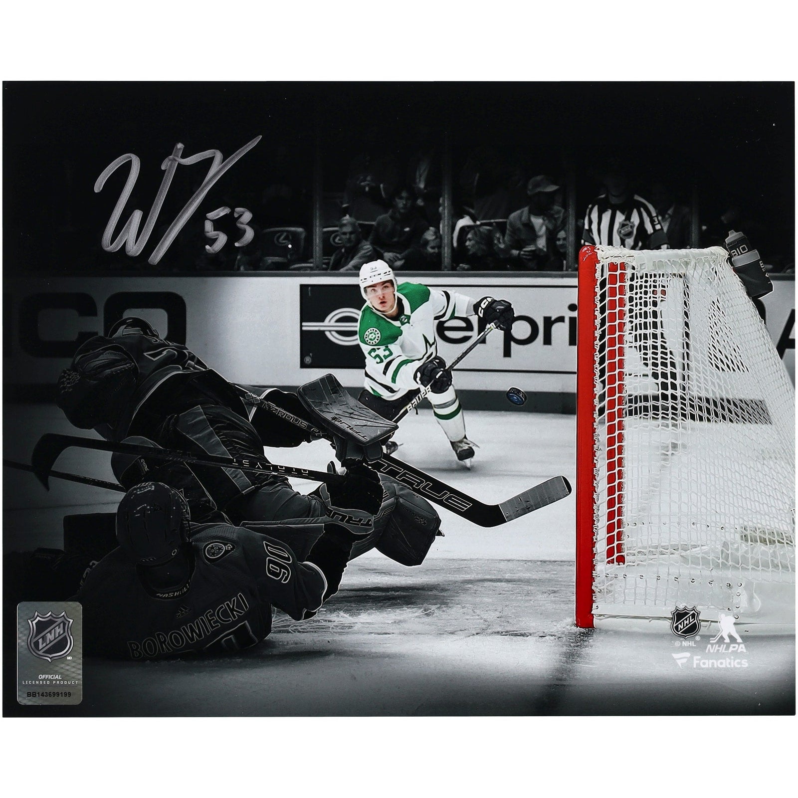 Wyatt Johnston Dallas Stars Autographed Fanatics Authentic 8" x 10" 1st NHL Goal Spotlight Photograph - The Ballers Bank