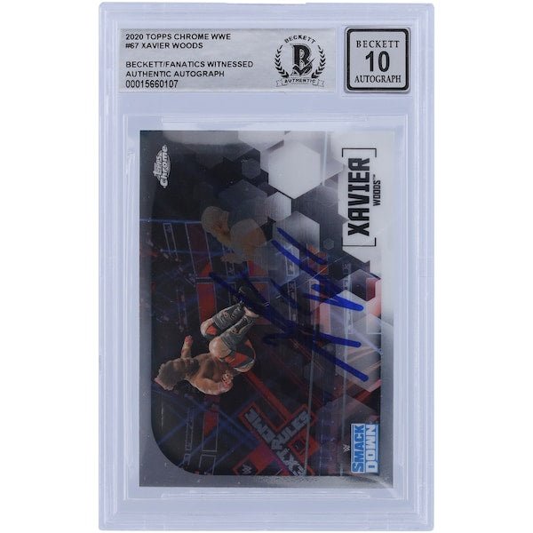 Xavier Woods WWE Autographed 2020 Topps Chrome 67 Beckett Fanatics Witnessed Authenticated 10 Card - The Ballers Bank