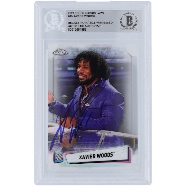Xavier Woods WWE Autographed 2021 Topps Chrome 45 Beckett Fanatics Witnessed Authenticated Card - The Ballers Bank