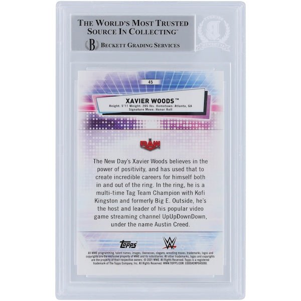 Xavier Woods WWE Autographed 2021 Topps Chrome 45 Beckett Fanatics Witnessed Authenticated Card - The Ballers Bank