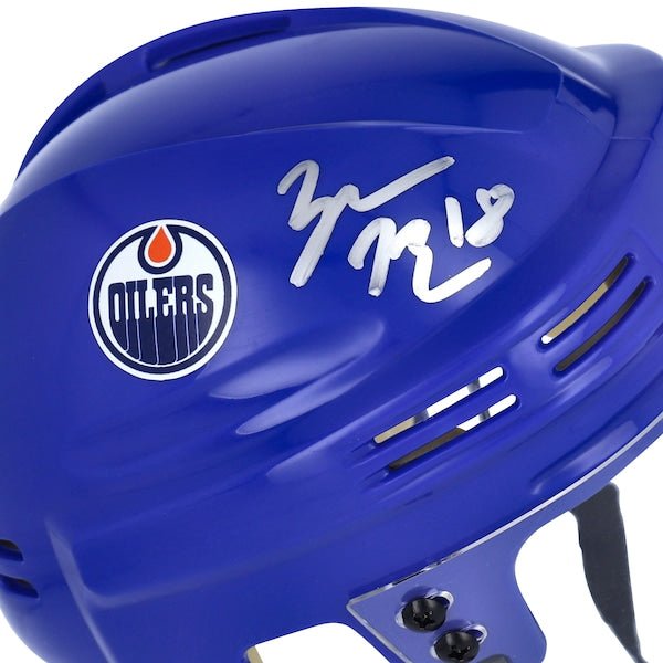 Zach Hyman Edmonton Oilers Fanatics Authentic Autographed Blue Mini Helmet - The Ballers Bank