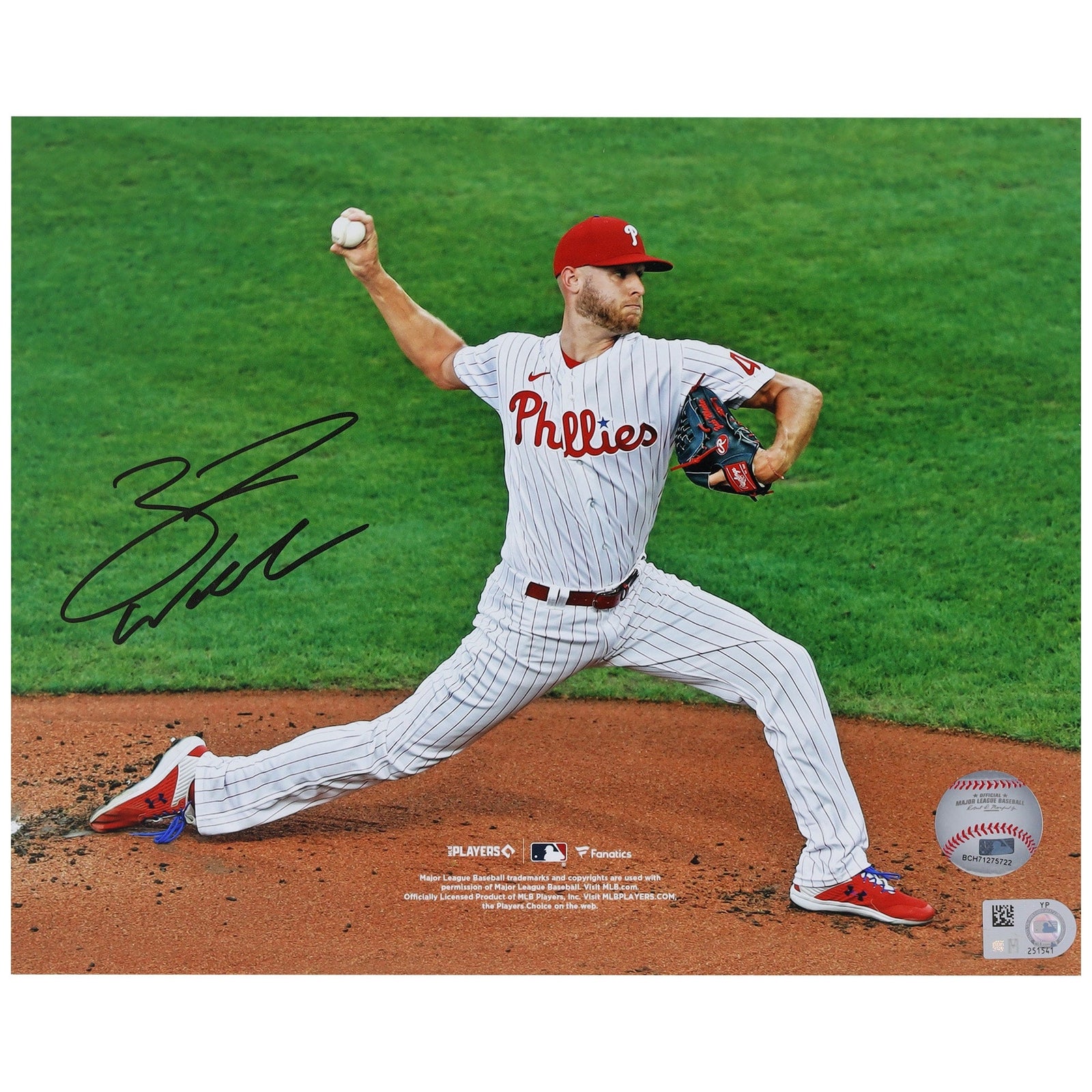 Zack Wheeler Philadelphia Phillies Autographed Fanatics Authentic 8" x 10" Pinstripes Pitching Photograph - The Ballers Bank