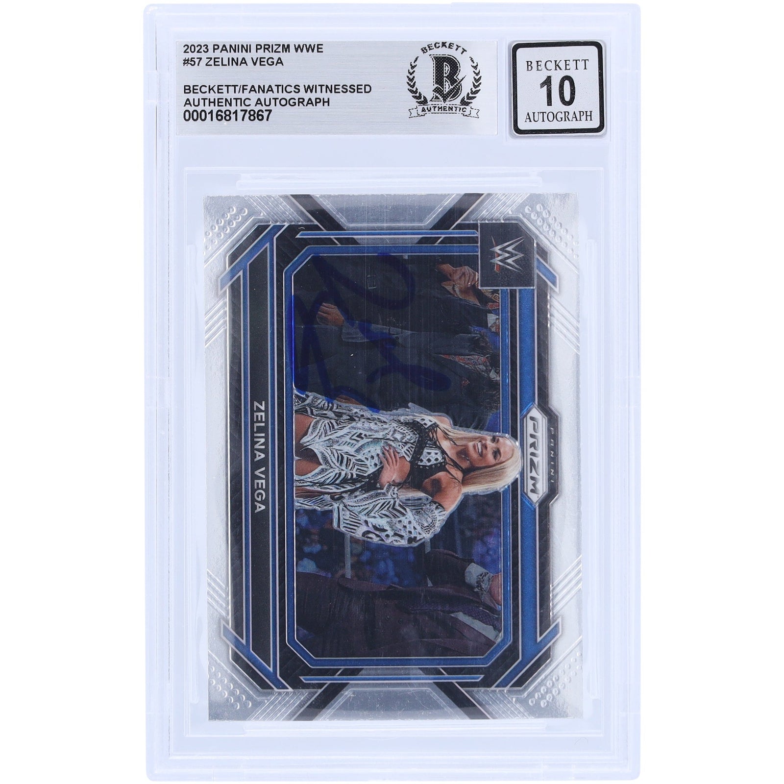 Zelina Vega WWE Autographed 2023 Panini Prizm 57 Beckett Fanatics Witnessed Authenticated 10 Card - The Ballers Bank