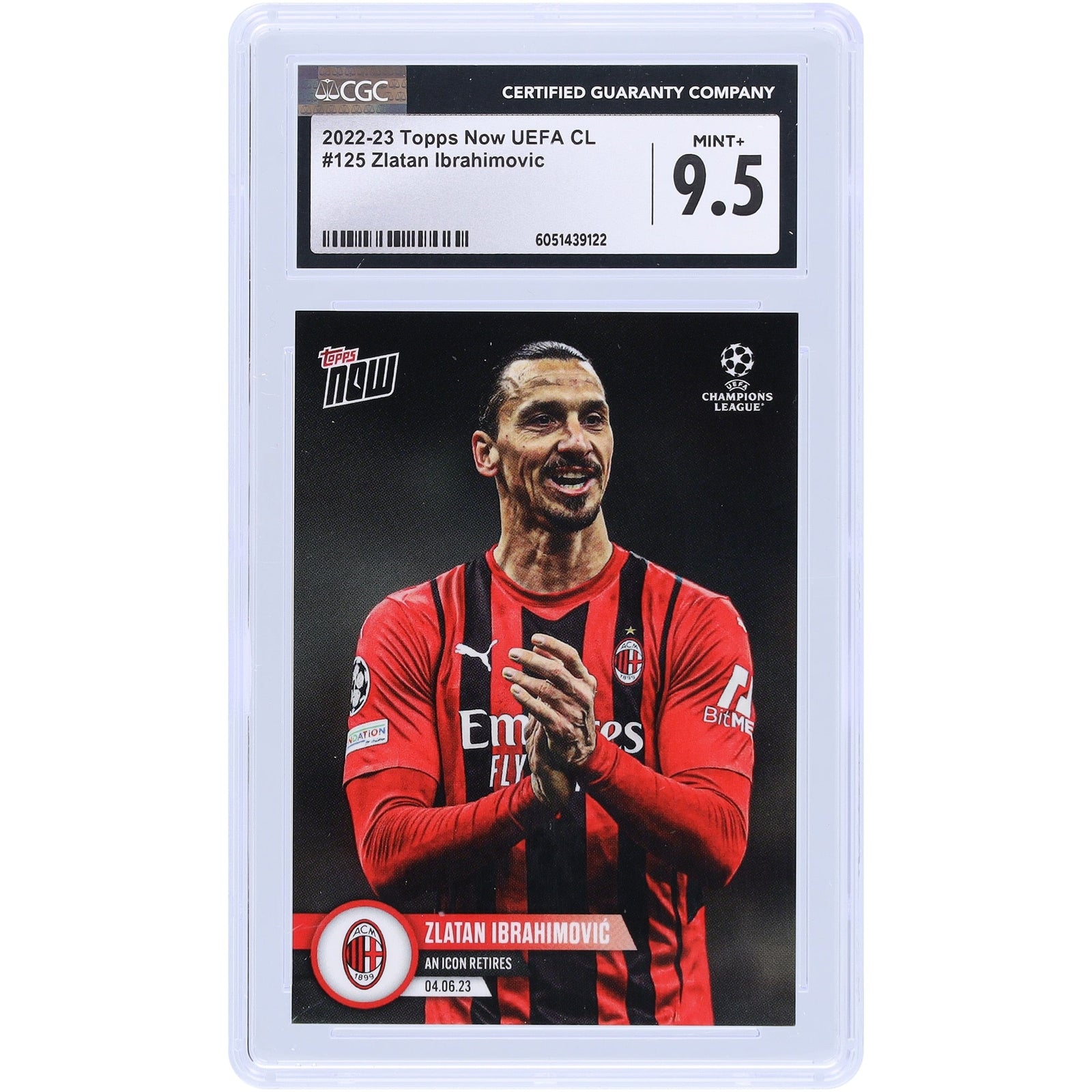 Zlatan Ibrahimovic AC Milan 2022 - 23 Topps Now UEFA An Icon Retires 125 CGC Authenticated 9.5 Card - The Ballers Bank