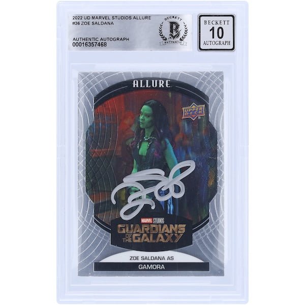Zoe Saldana Autographed 2022 Upper Deck Marvel Studios Allure 36 BAS Authenticated 10 Card - The Ballers Bank